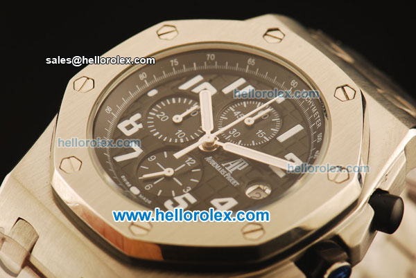 Audemars Piguet Royal Oak Chronograph Quartz Full Steel with Black Dial and Numeral Marker - Click Image to Close